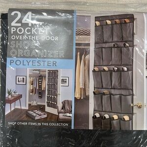 New-over the Door Shoe Organizer, 24 Large Pocket &3 Strong Metal Hooks